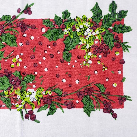 VTG Cannon Holly & Mistletoe Kitchen Dish Hand Tea Towel USA Christmas Holiday - Picture 4 of 7